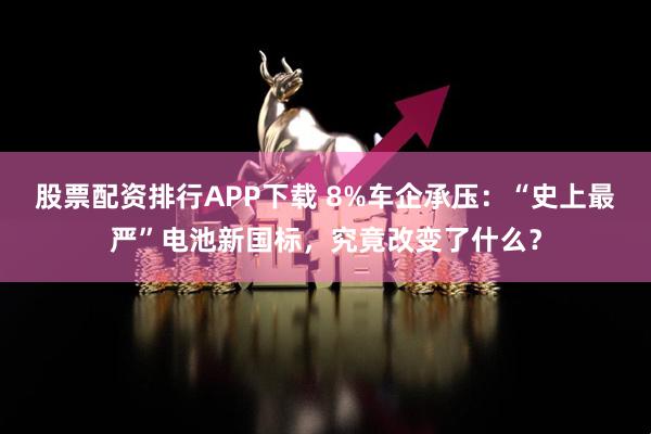 股票配资排行APP下载 8%车企承压：“史上最严”电池新国标，究竟改变了什么？